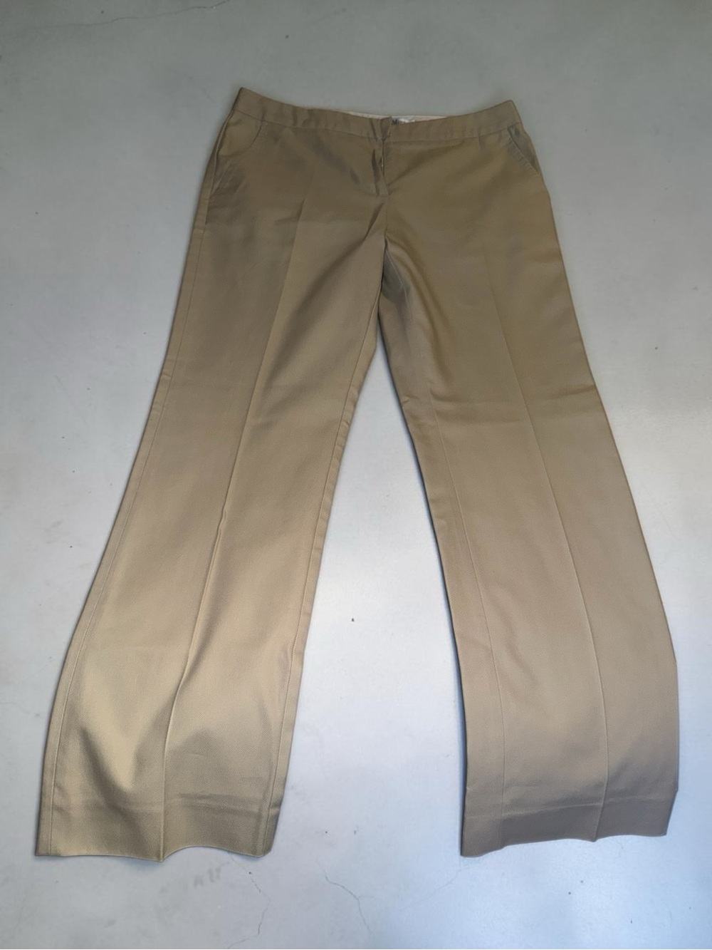 MaxMara Sfilata Runway Italy Tailored Beige Cotton Gabardine Trousers